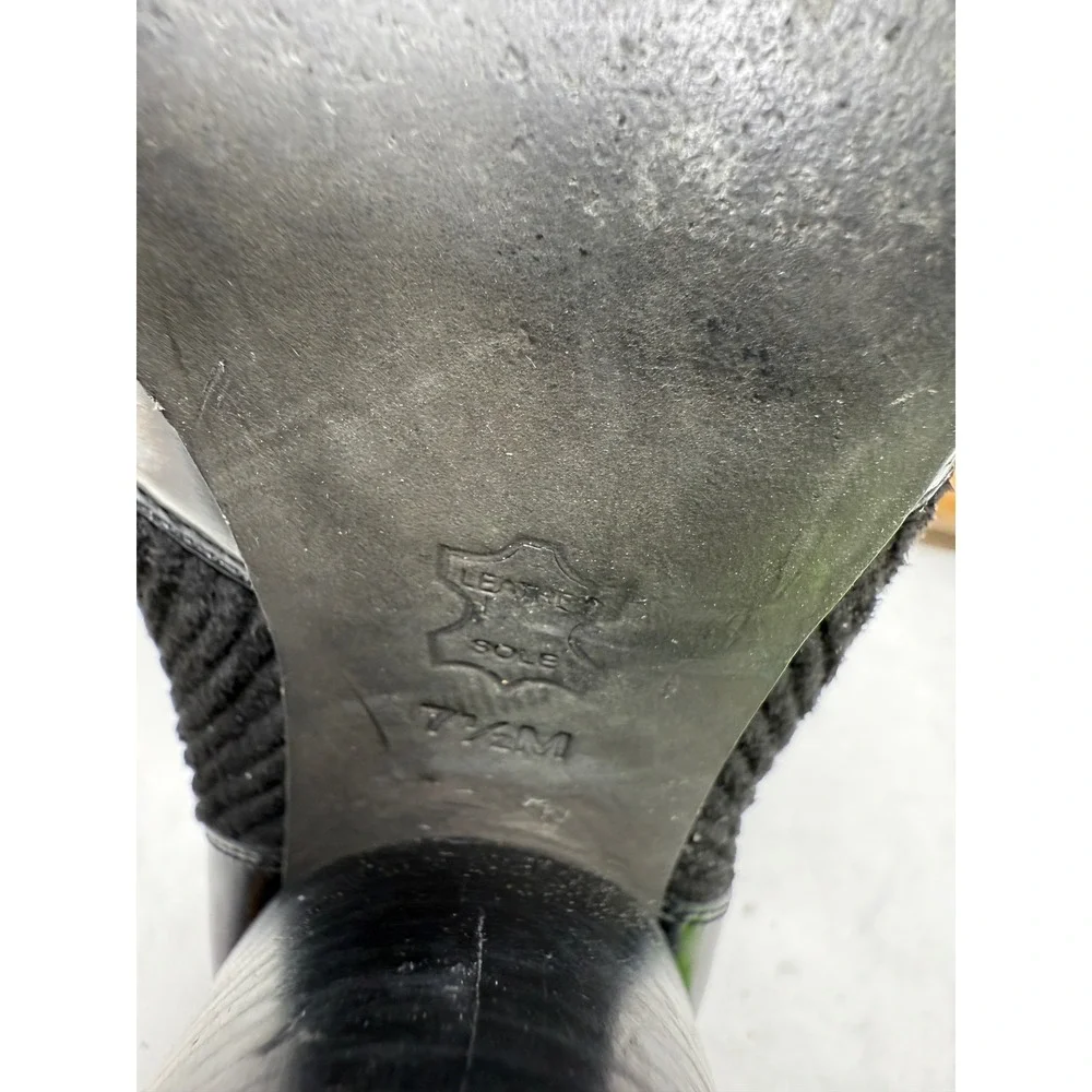 Tory Burch Rowan Black Leather Sock Booties Block Heel Ankle Boots Womens‎ 7.5M